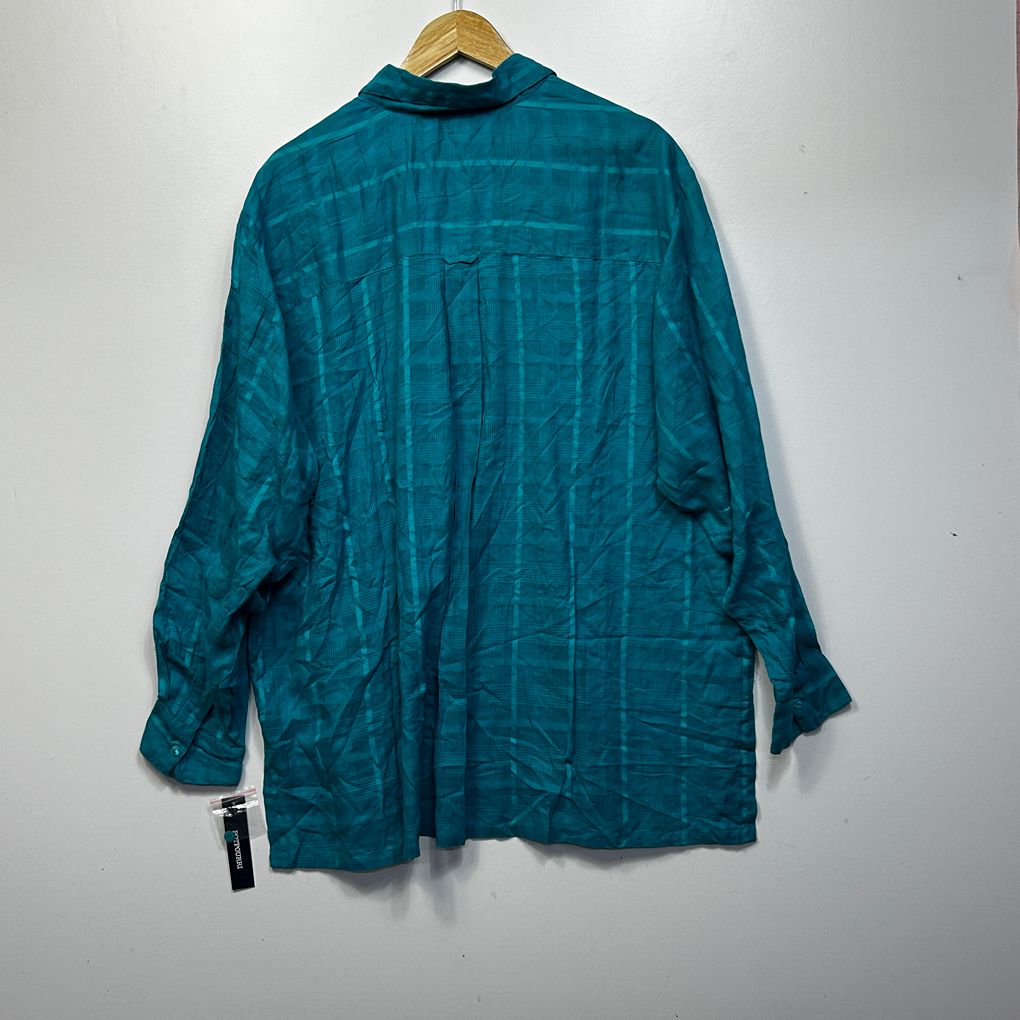 Potpourri Teal Plus Size Cotton Shirt - Size 22L