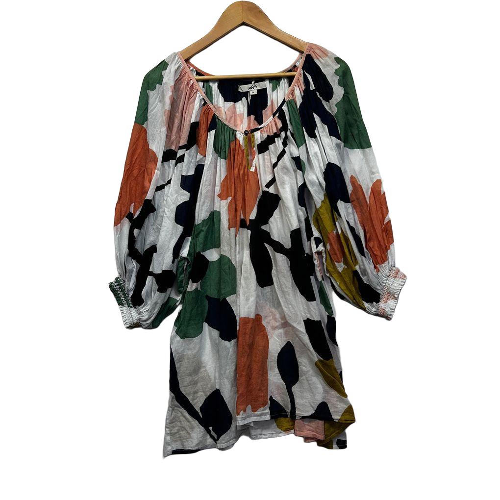 Adrift White Multicoloured Print Cotton Top - Size 2XL