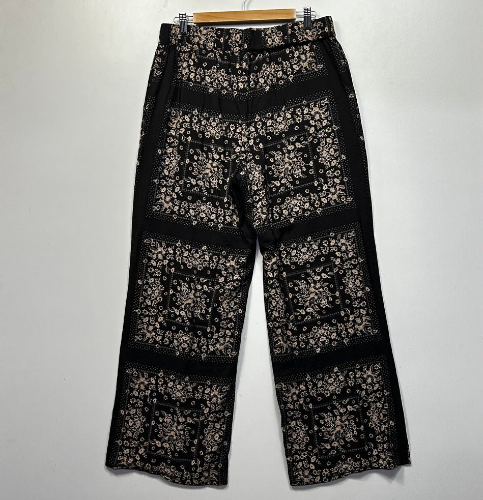 Lily Loves Black Paisley Wide Leg Pants - Size 14