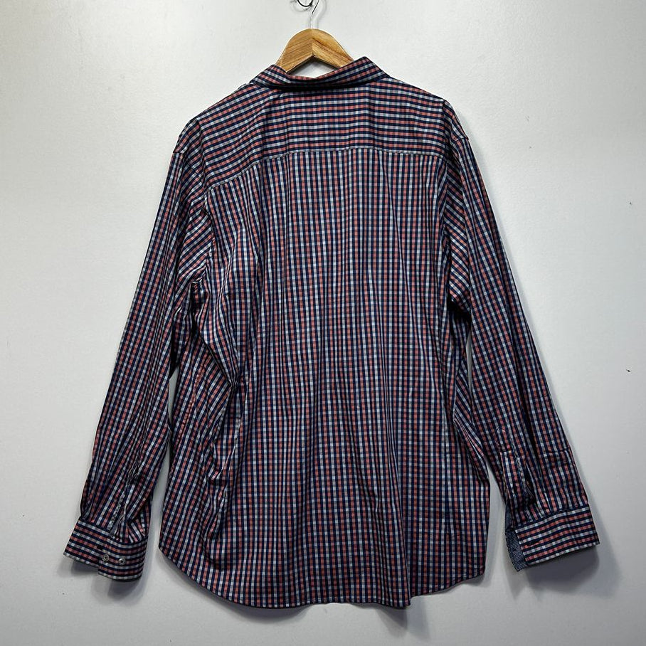 Johnny Bigg Navy Check Long Sleeve Cotton Mens Shirt - Size 3XL