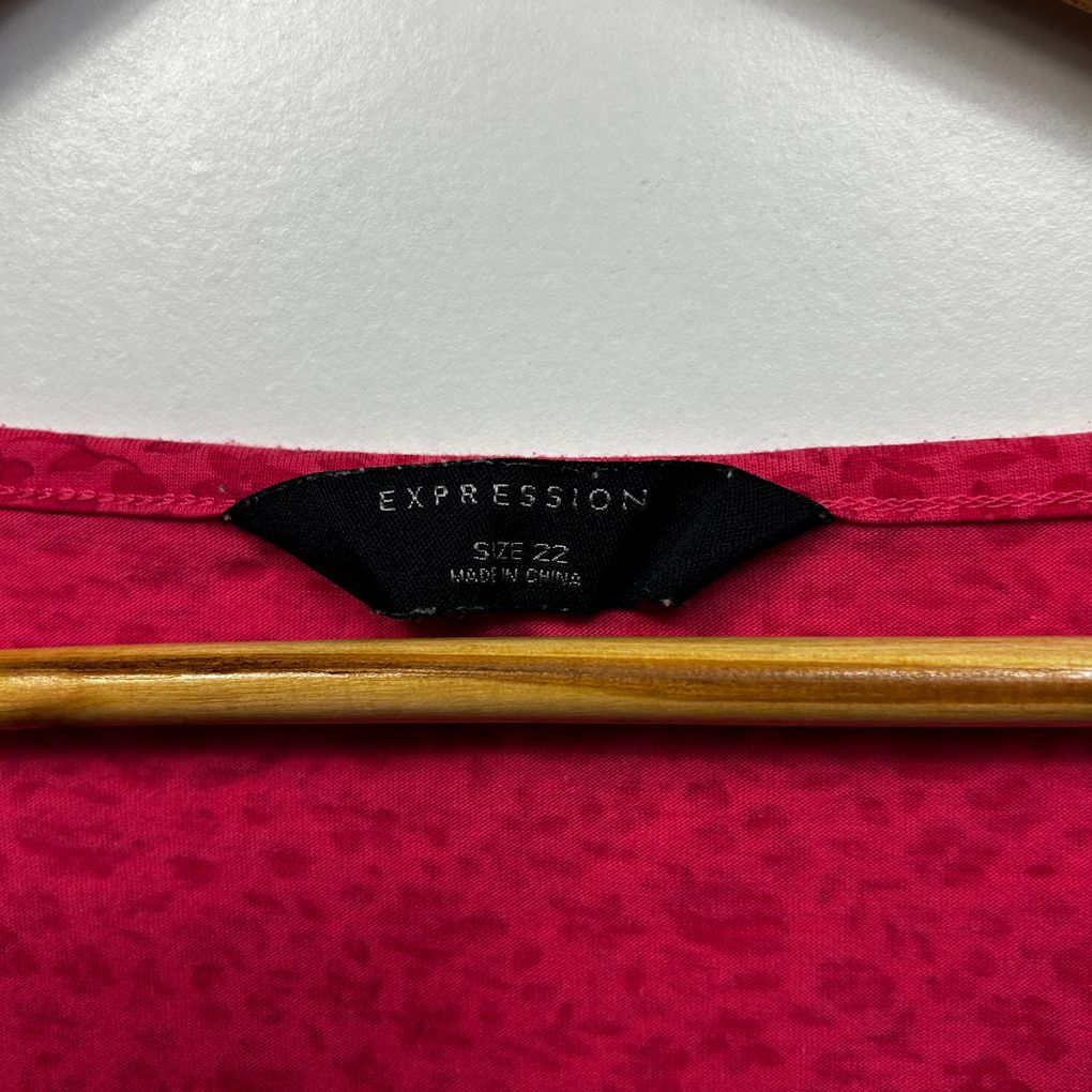 Expression Pink Plus Size Cotton Ruffle Sleeveless Top - Size 22