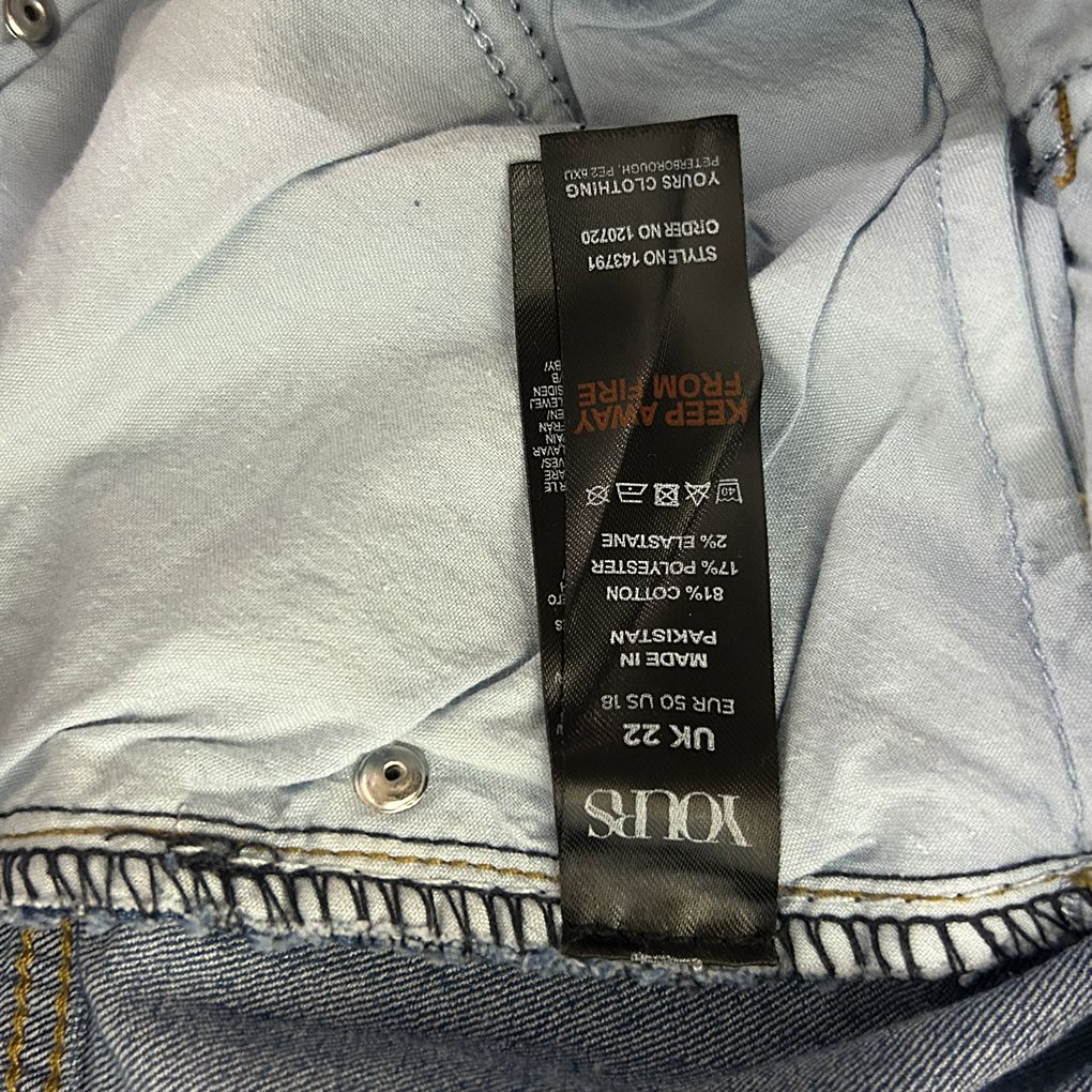Yours Blue Ruby Straight Jeans - Size 22