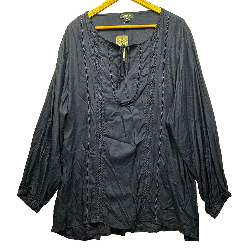 Autograph Navy Lace Trim Top - Size 22