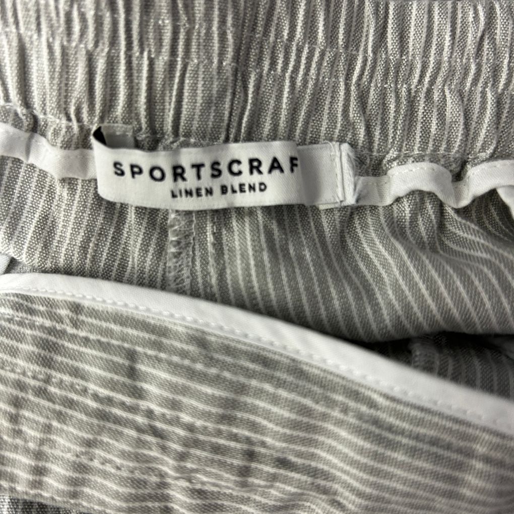 Sportscraft Grey Stripe Linen Pants - Size 18