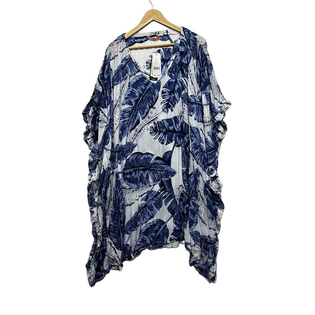 Millers Blue and White Palm Print Top - Size 20