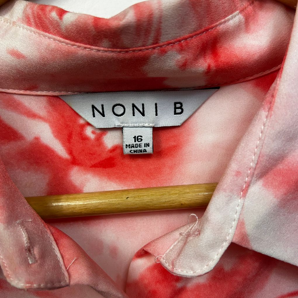 Noni B Pink Floral Sheer Shirt - Size 16