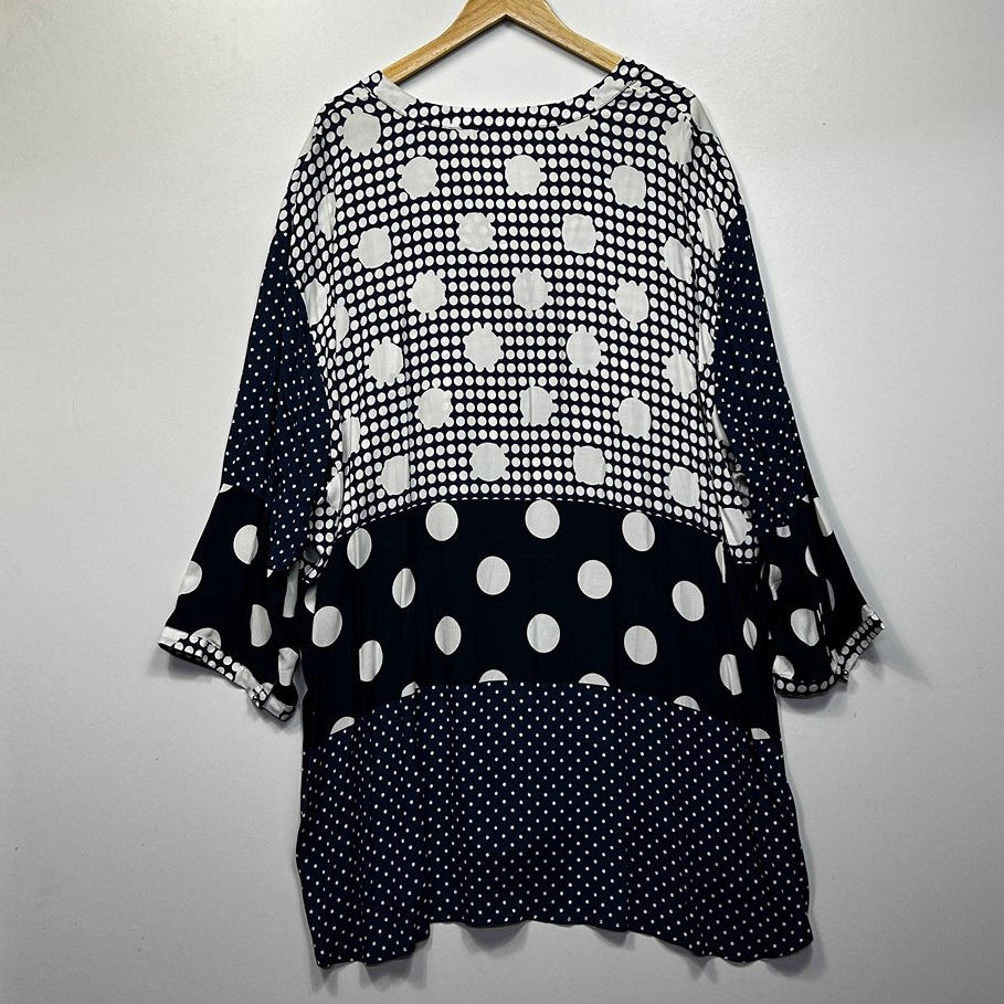 My Size Navy Plus Size Polka Dot Top - Size XL/22 RRP $112