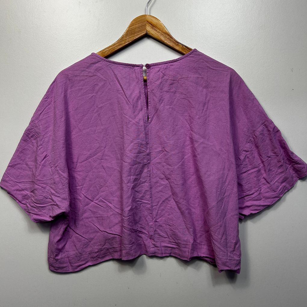 Sportsgirl Purple Linen Cropped Top - Size 18