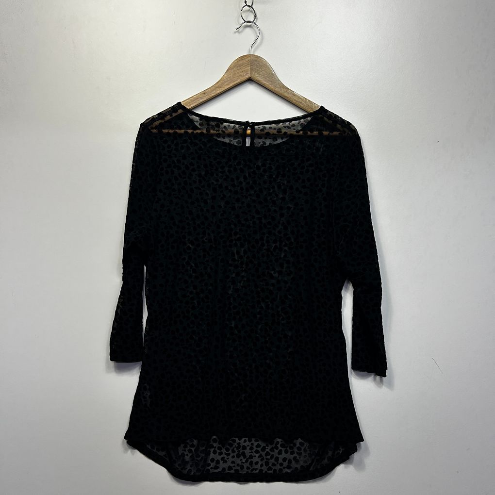 Capture Black Plus Size Sheer Cotton Top - Size 18