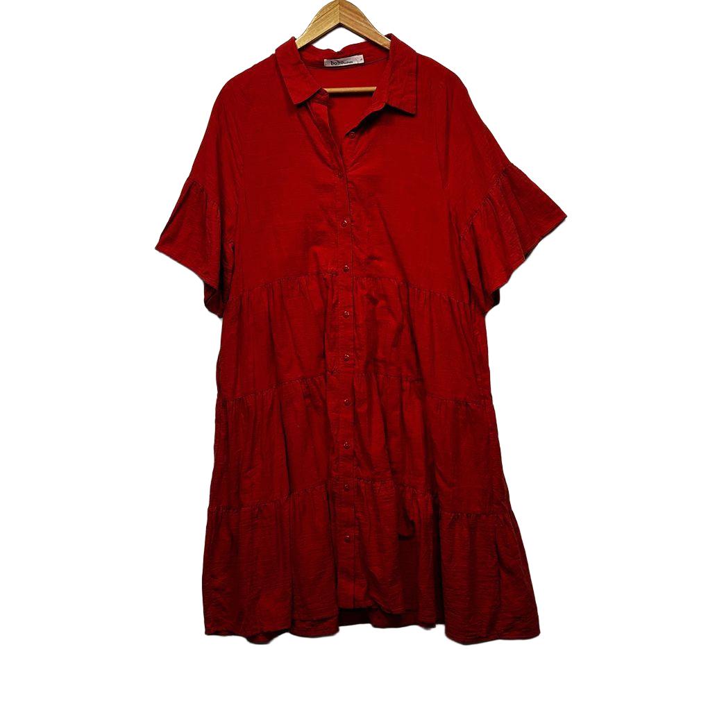 Boho Australia Orange Cotton Dress - Size L