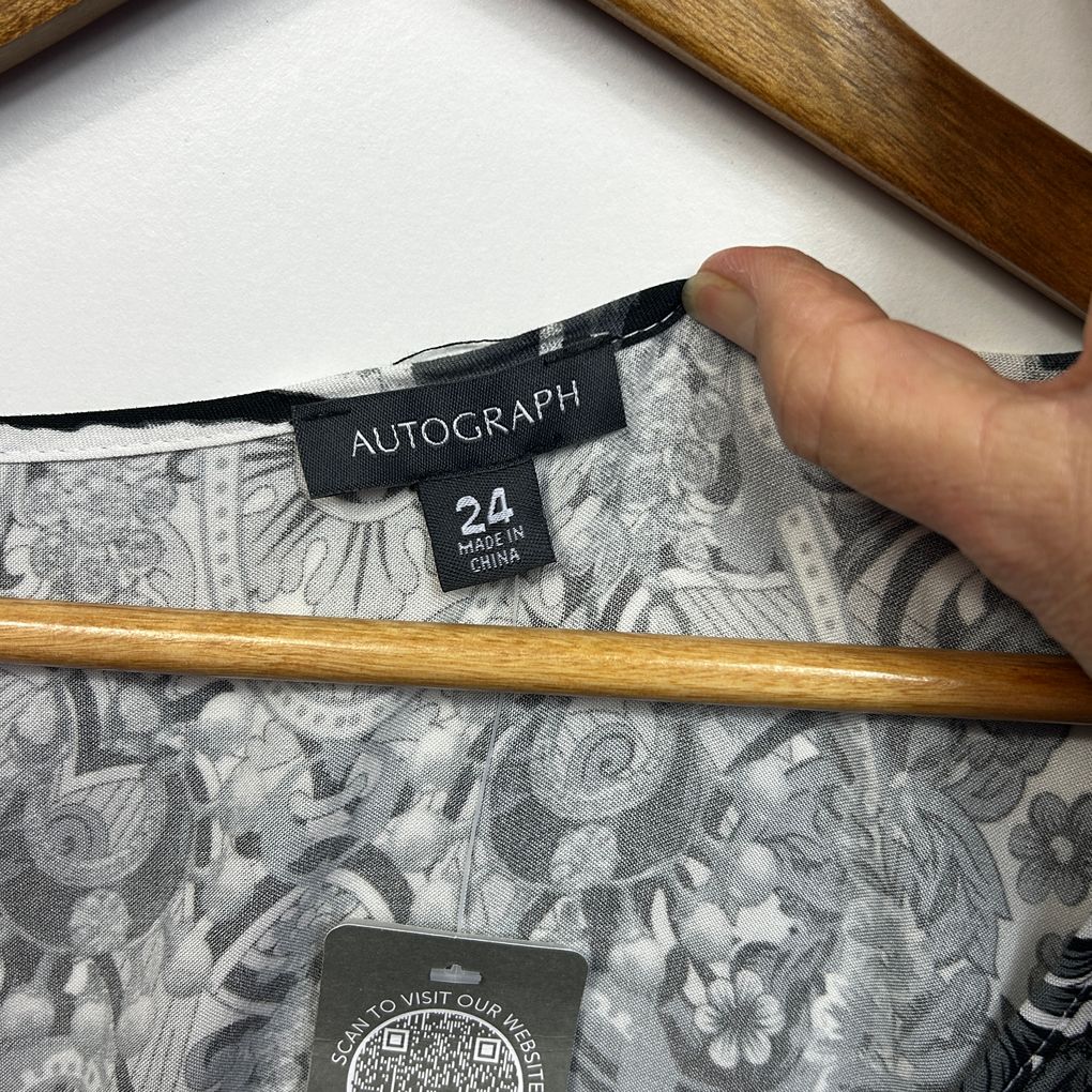Autograph Black and White Embellished Kaftan Dress - Size 24