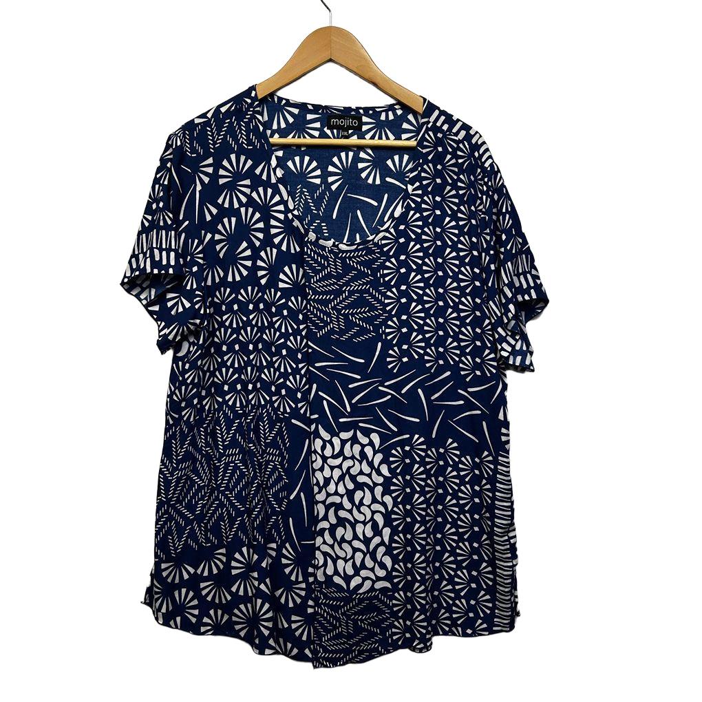 Mojito Navy Print Top - Size XXL