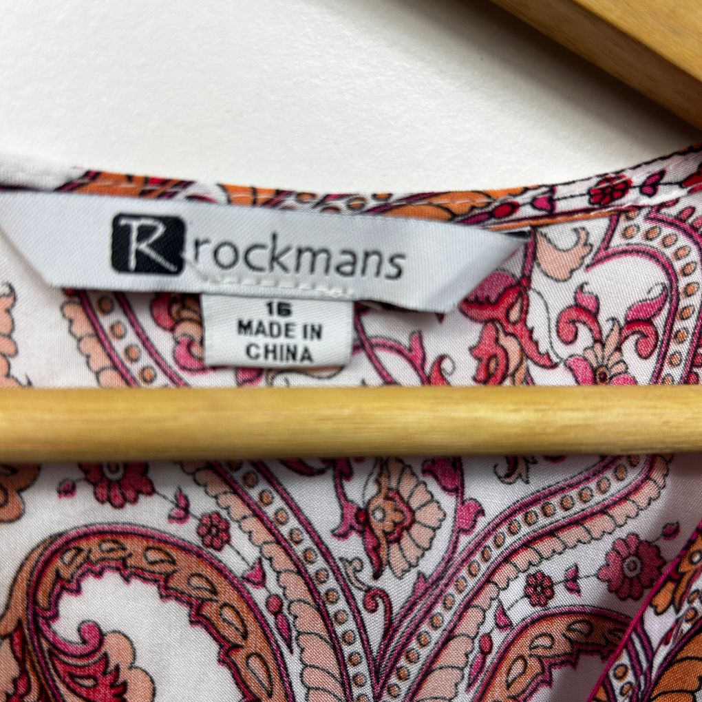 Rockmans Red Paisley Top - Size 16