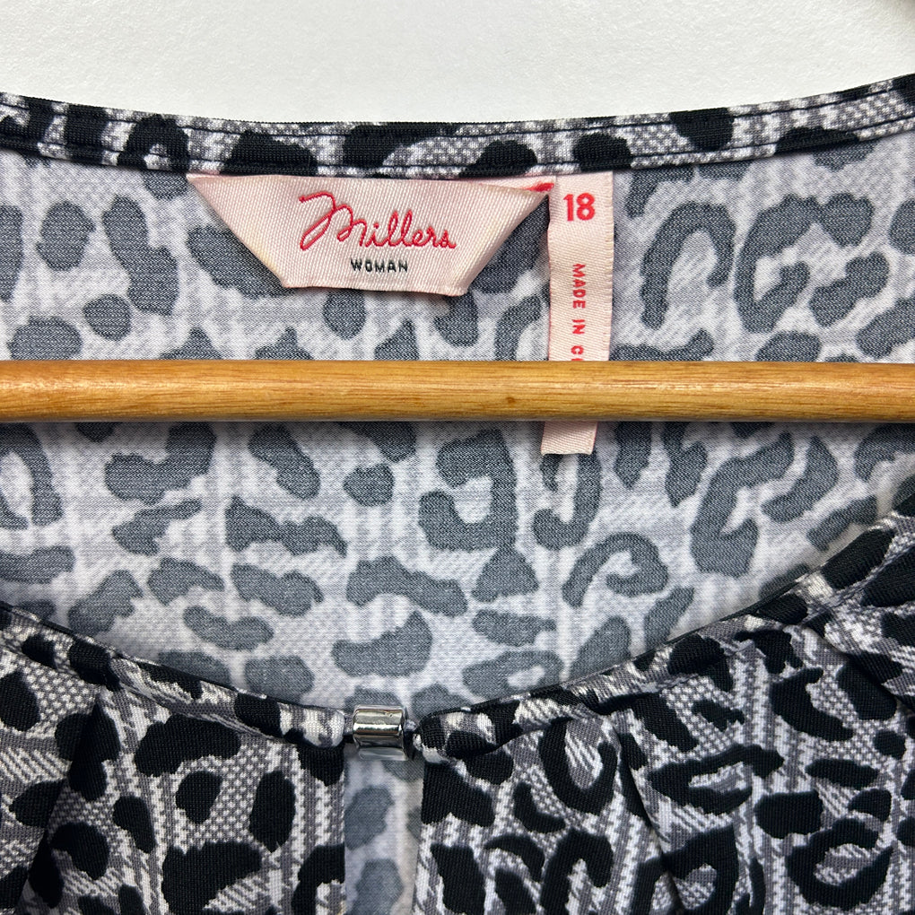 Millers Grey Leopard Print Top - Size 18
