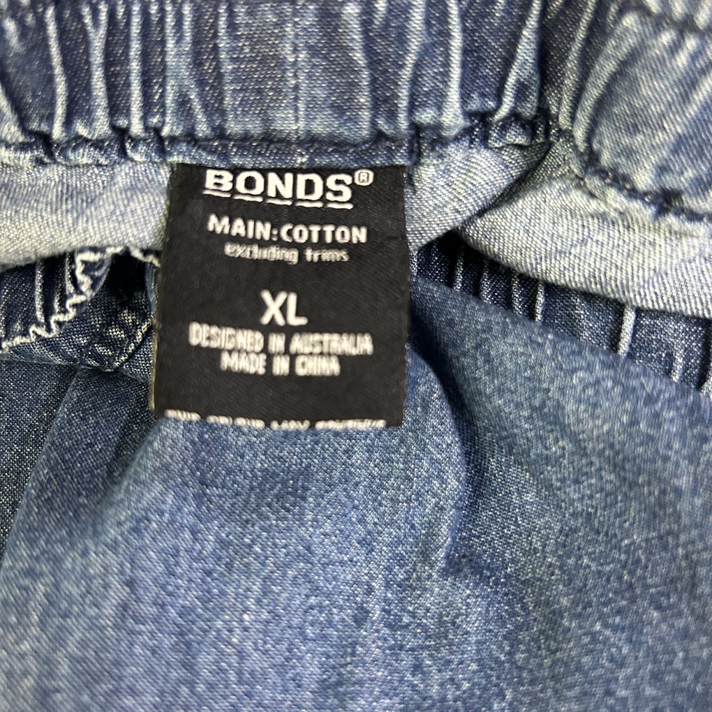 Bonds Blue Cotton Denim Pants - Size XL