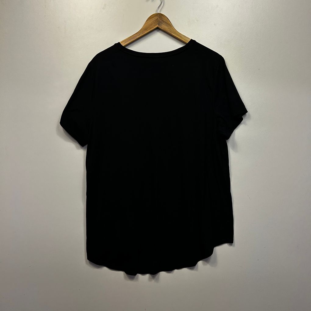 CCX City Chic Black Plus Size Cotton Lips Print Top - Size M/18