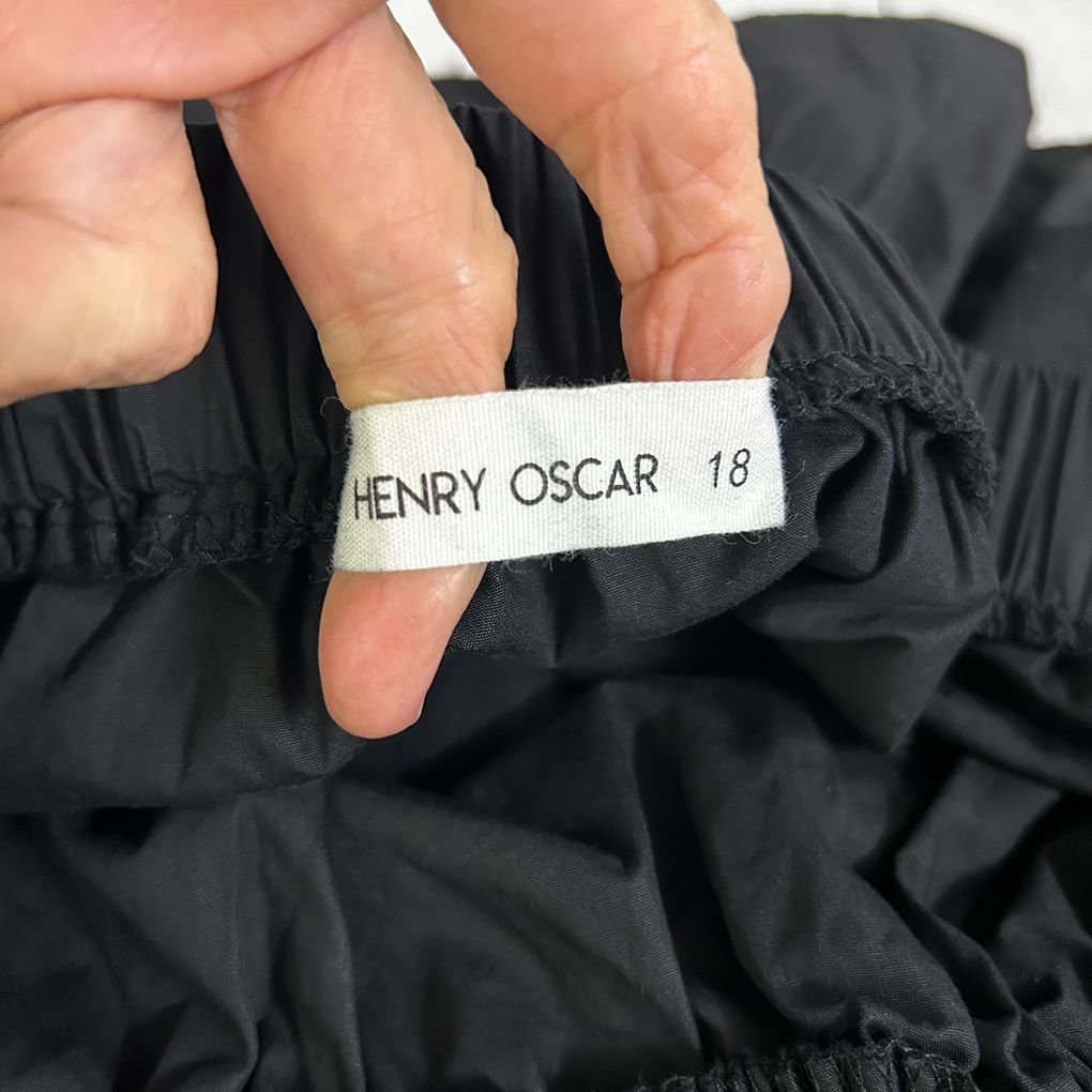 Henry Oscar Black Cotton Maxi Skirt - Size 18