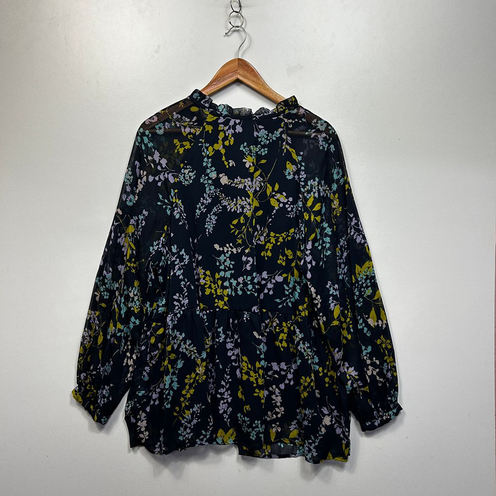 Anko Navy Floral Long Sleeve Top - Size 18/20?