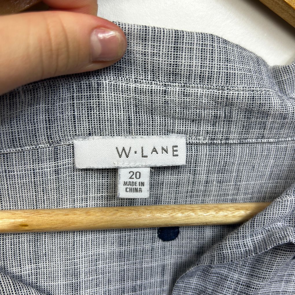 W.Lane Grey Polka Dot Plus Size Cotton Shirt - Size 20