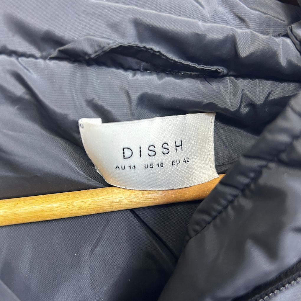 Dissh Black Puffer Cropped Jacket - Size 14