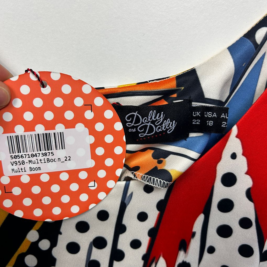 Dolly and Dotty Multicoloured Multi Boom Plus Size Dress - Size 22