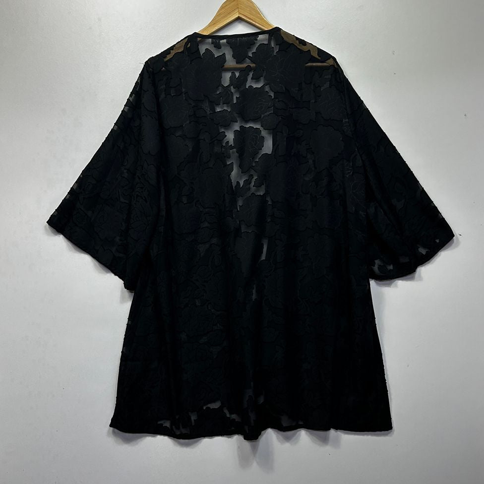 Black Floral Kimono - One Size