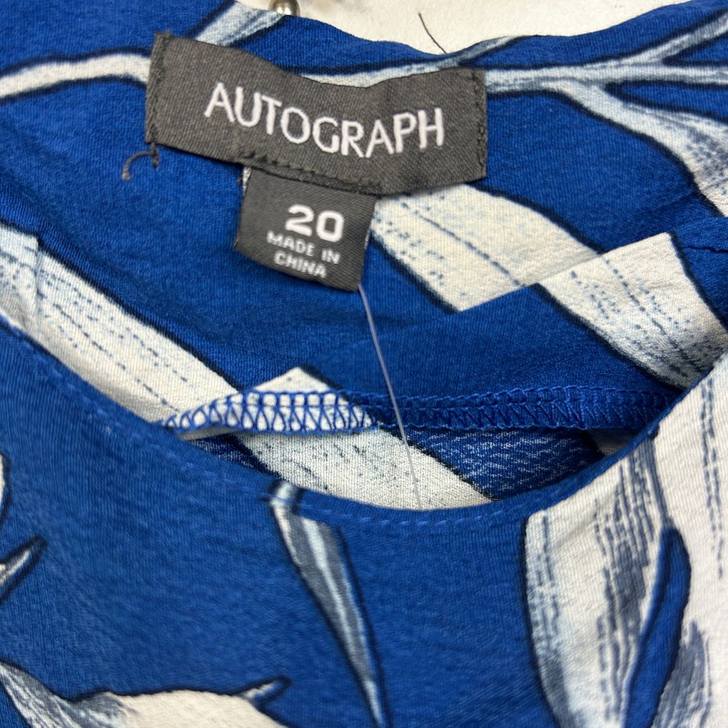 Autograph Blue Leaf Print Dress - Size 20