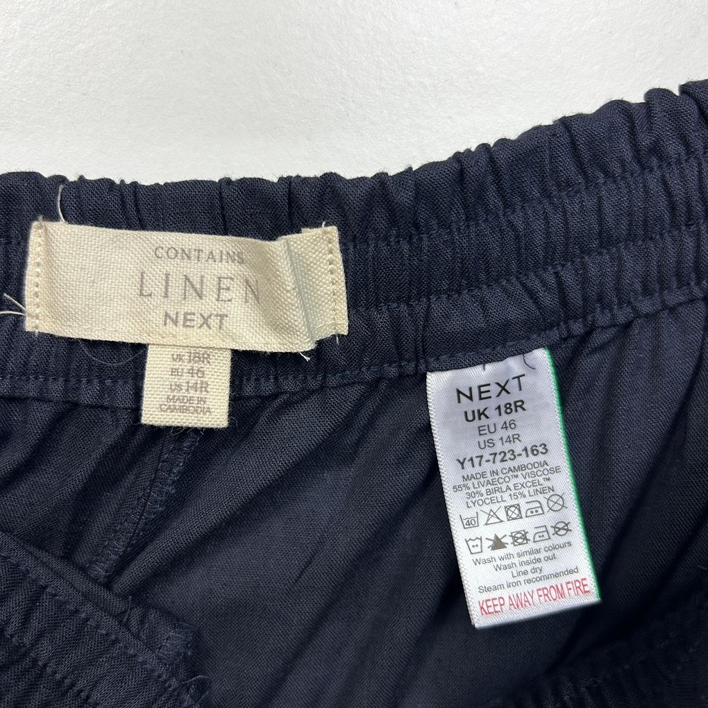 Next Navy Plus Size Linen Pants - Size 18R
