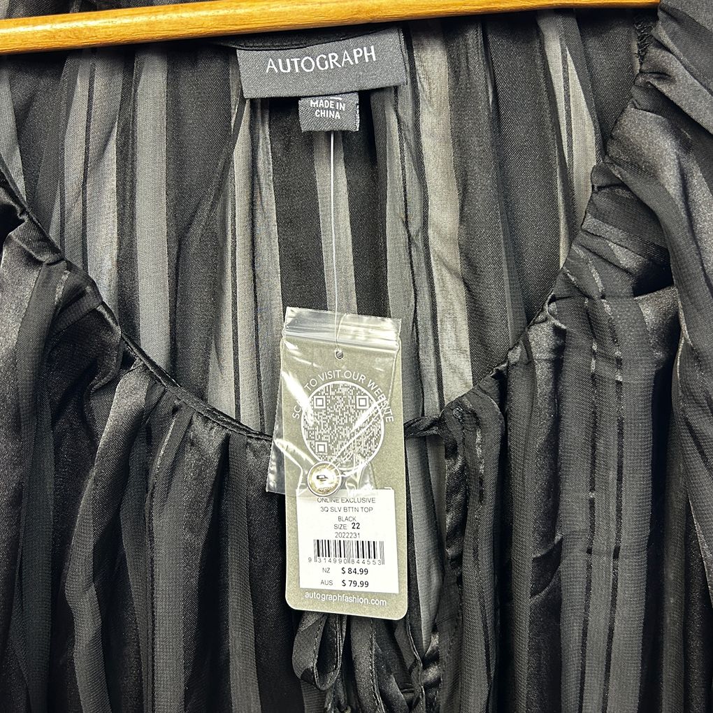 Autograph Black Sheer Top - Size 22