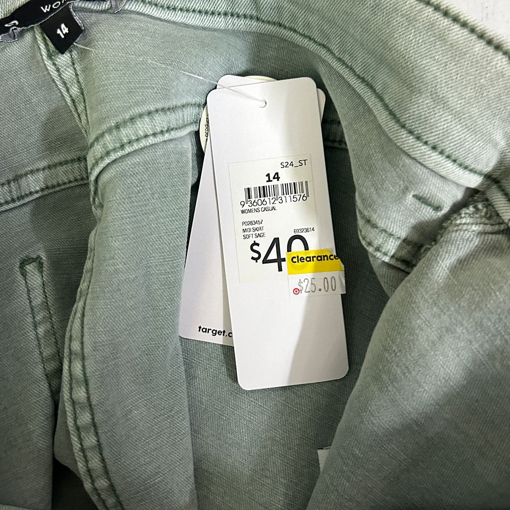 Target Sage Green Denim Skirt - Size 14