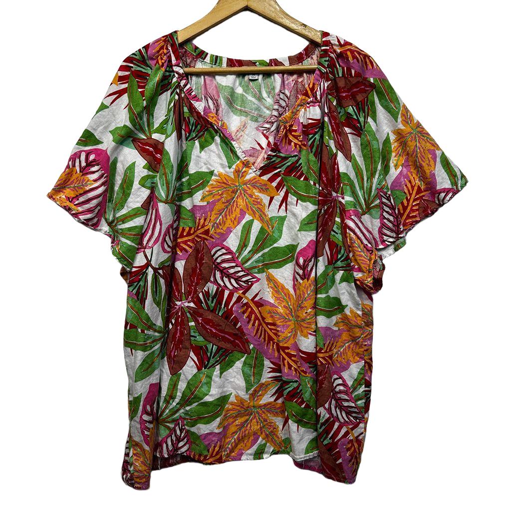 Grae Linen Tropical Linen Top - Size 24