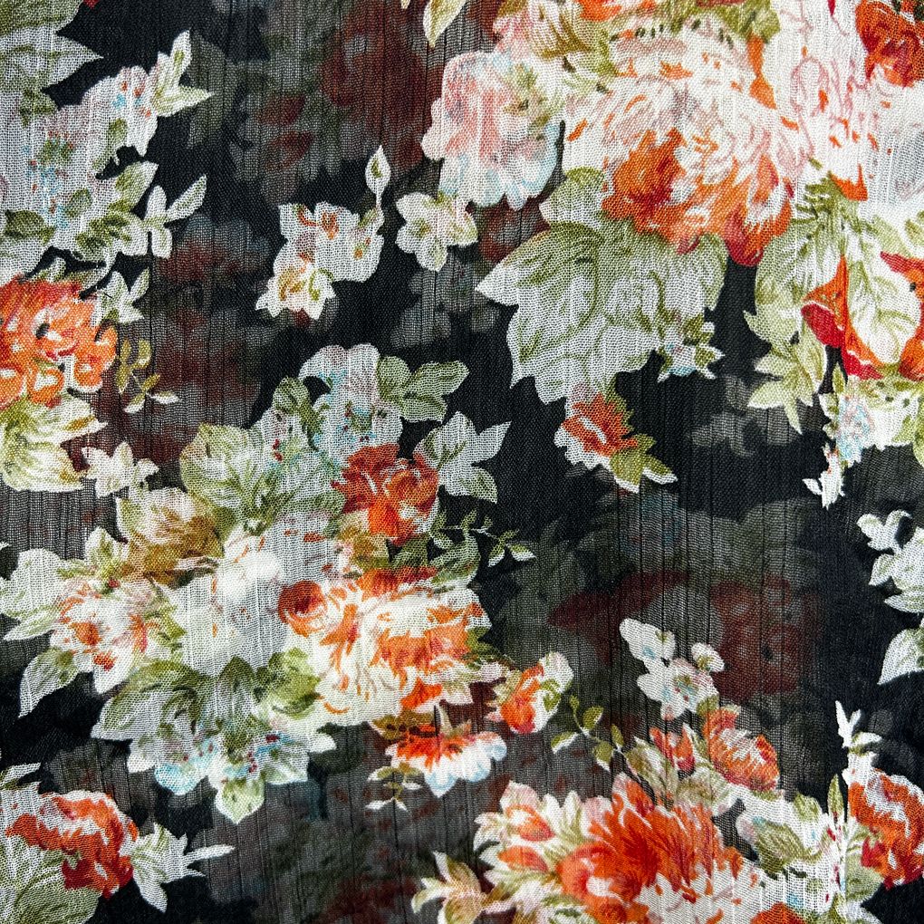 Crossroads Black Floral Sheer Top - Size 12