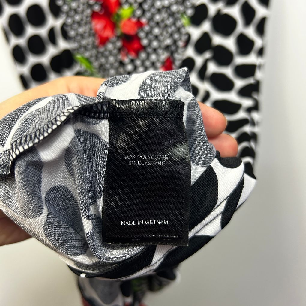 Taking Shape Black & Red Floral Spot Dress - Size 16/S