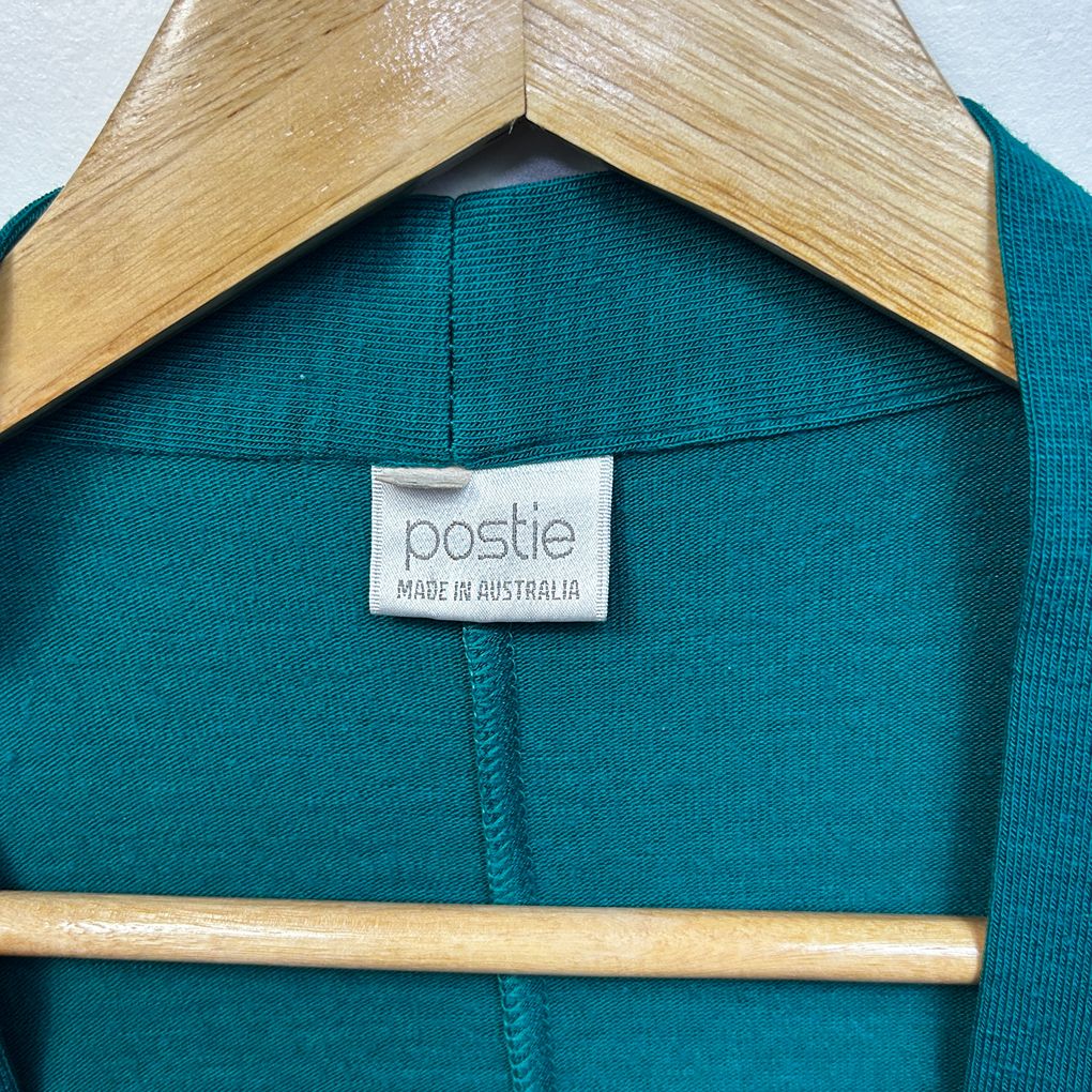 Vintage Postie Teal Waterfall Wool Blend Cardigan - Size 24