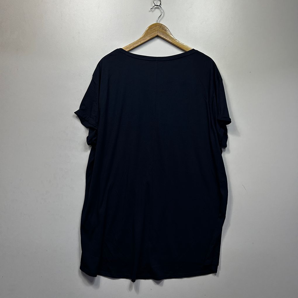 Yours Navy Plus Size Cotton Top - Size 26-28