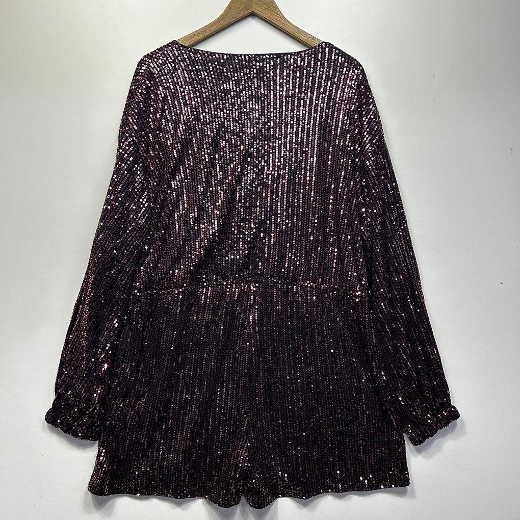 Double Crazy Burgundy Sequin Playsuit - Size 20/22