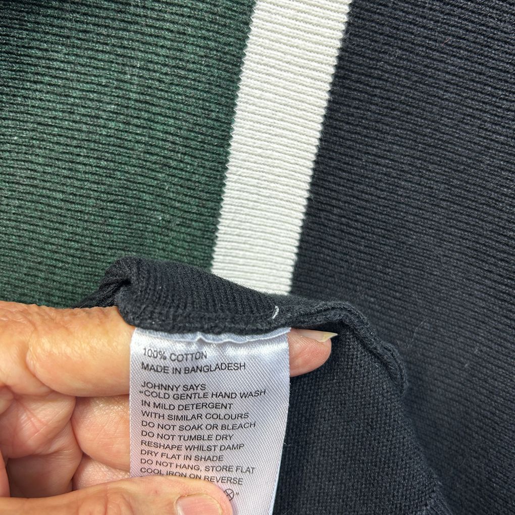 Johnny Bigg Black Green Cotton Zip Polo Knit - Size 4XL