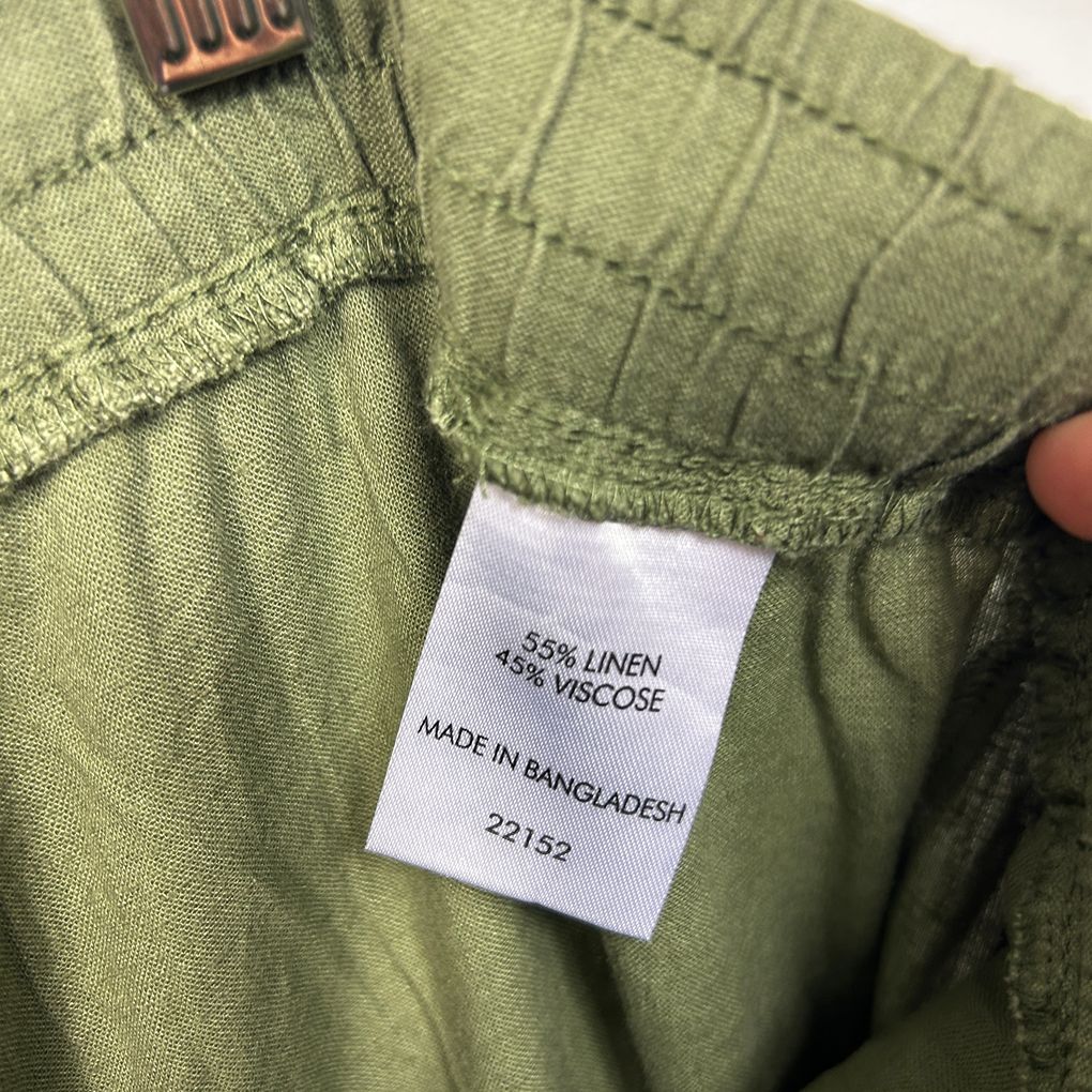 Suzanne Grae Olive Green Plus Size Linen Cropped Pants - Size 24