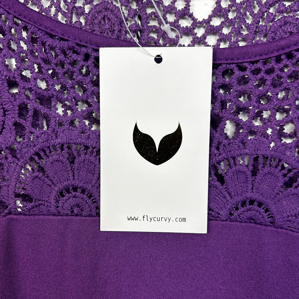 Flycurvy Purple Cold Shoulder Lace Trim Dress - Size 3XL