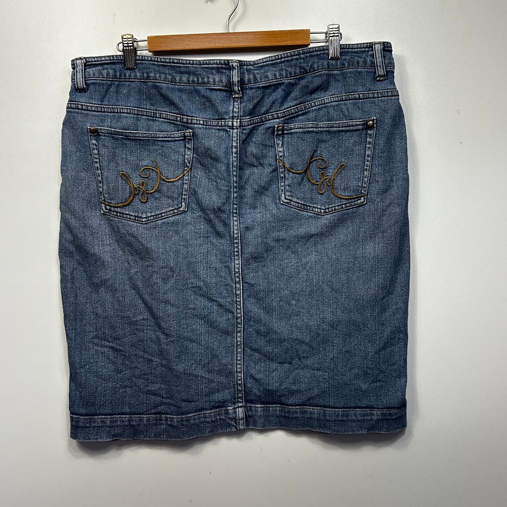 Xrd Denim Blue Cotton Skirt - Size 16
