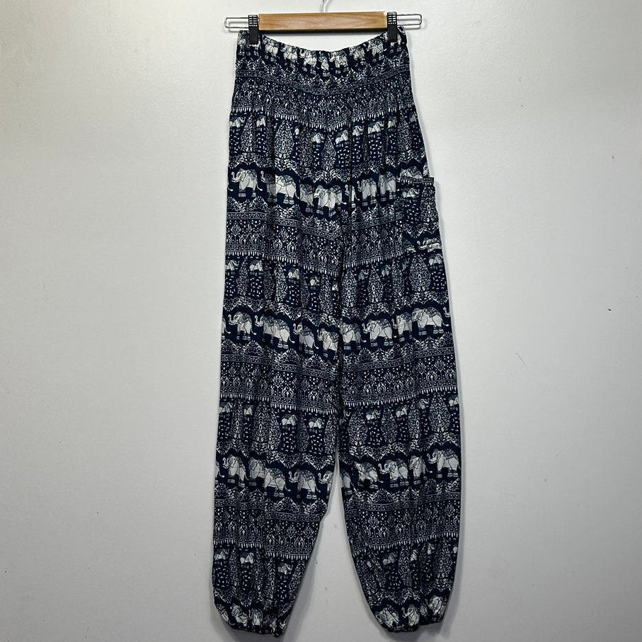 Boho Navy Plus Size Harem Pants - Size 14/16