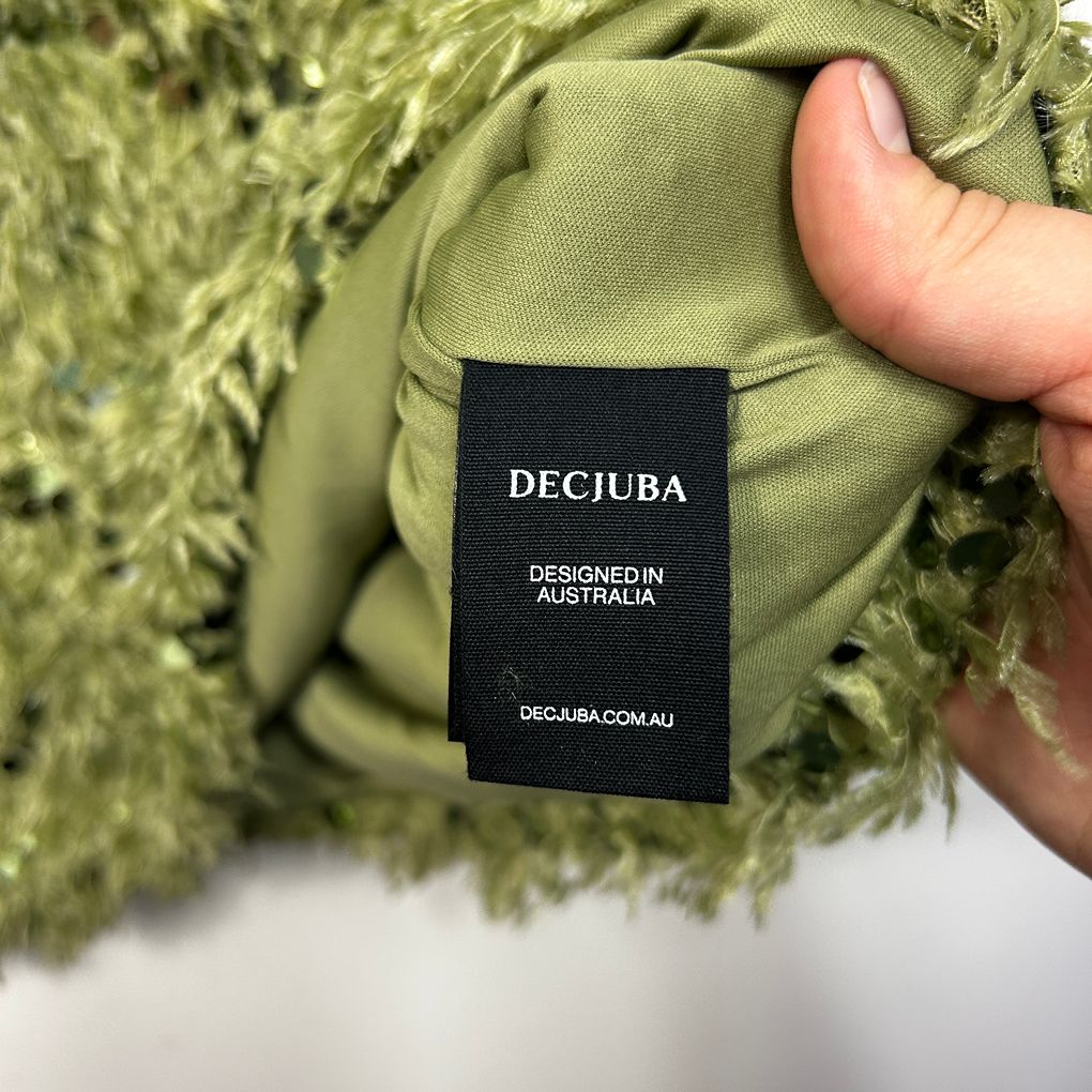 Decjuba Olive Fluffy Embellished Cropped Top - Size 3XL