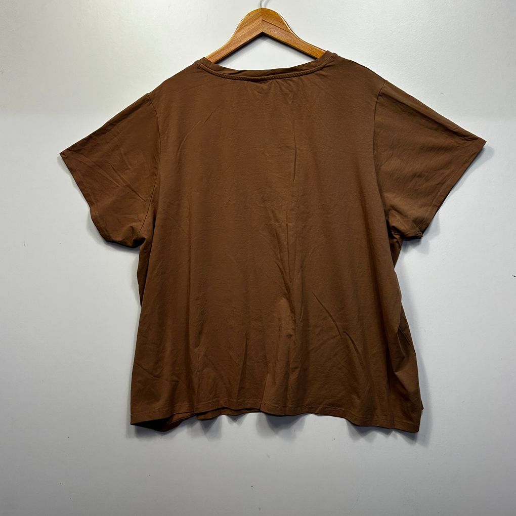 Autograph Brown Sequin Cotton Top Tee - Size 24/XXL