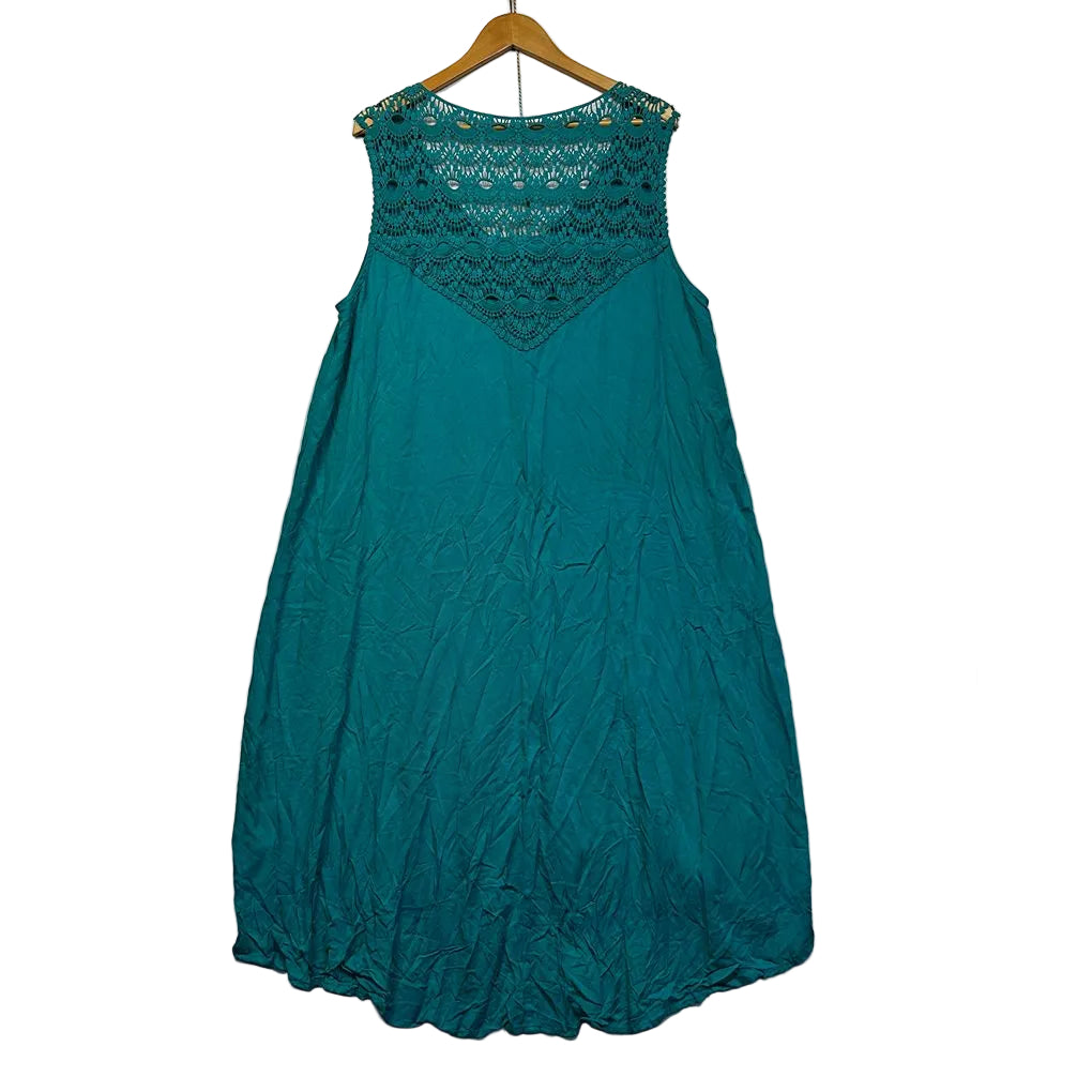 Autograph Teal Crochet Trim Maxi Sleeveless Dress - Size 18