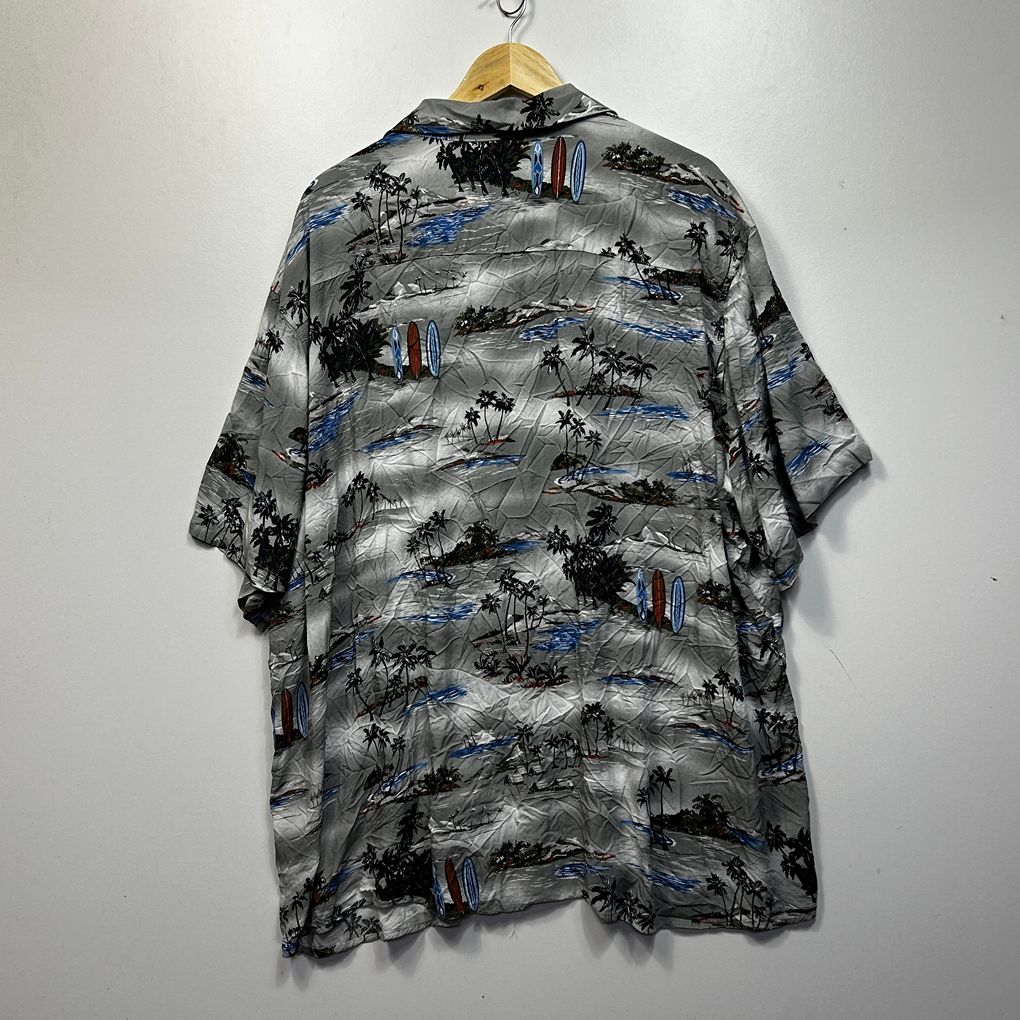 DBK Apparel Grey Hawaiian Surf Tropical Print Shirt - Size 9XL