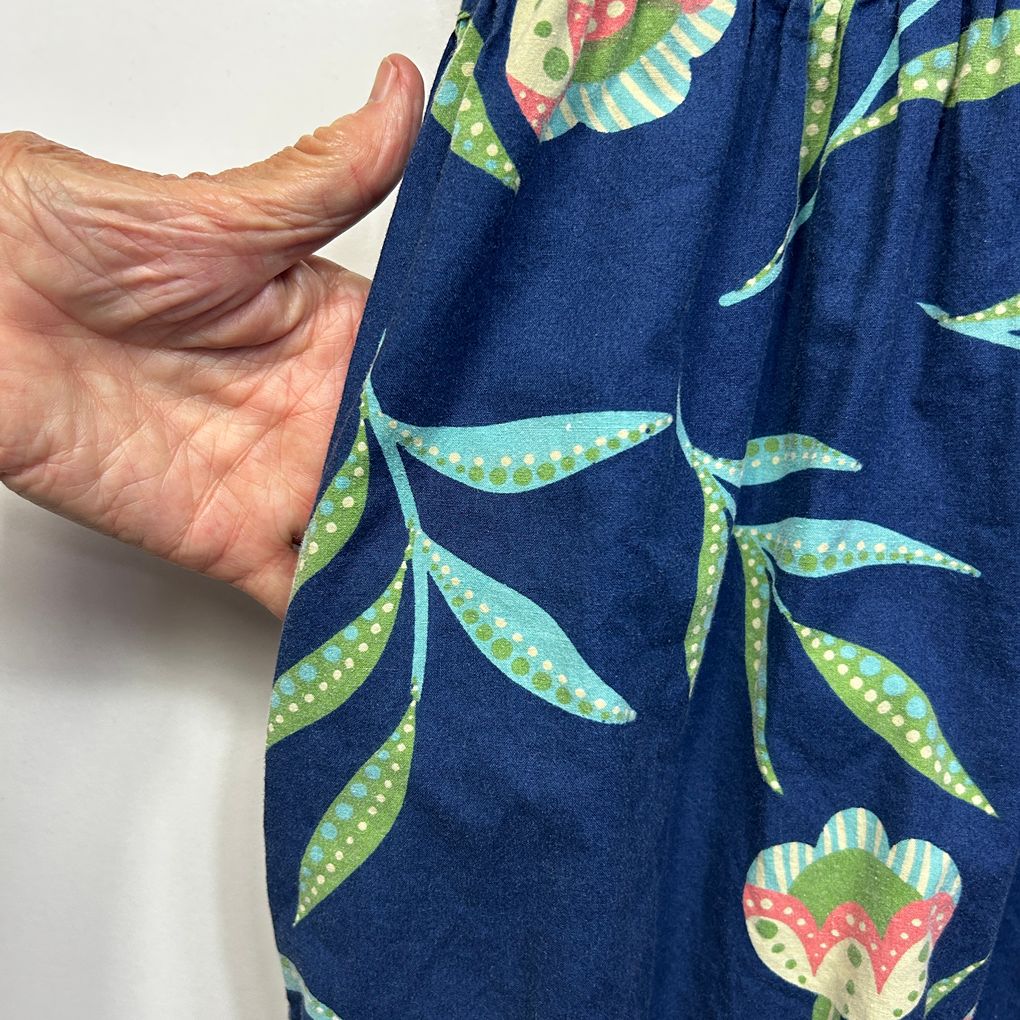 Karma East Navy Floral Cotton Dress - Size XL