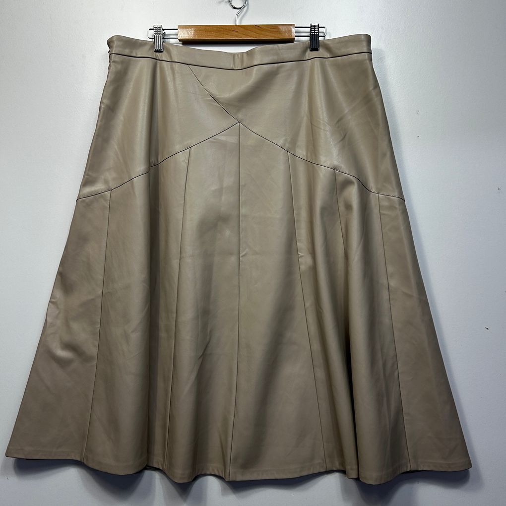 City Chic Beige Plus Size Faux Leather Skirt - Size L/20