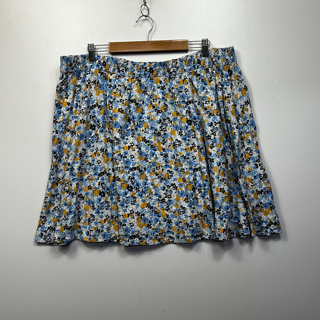 Anko Blue Floral Linen Skirt - Size 20