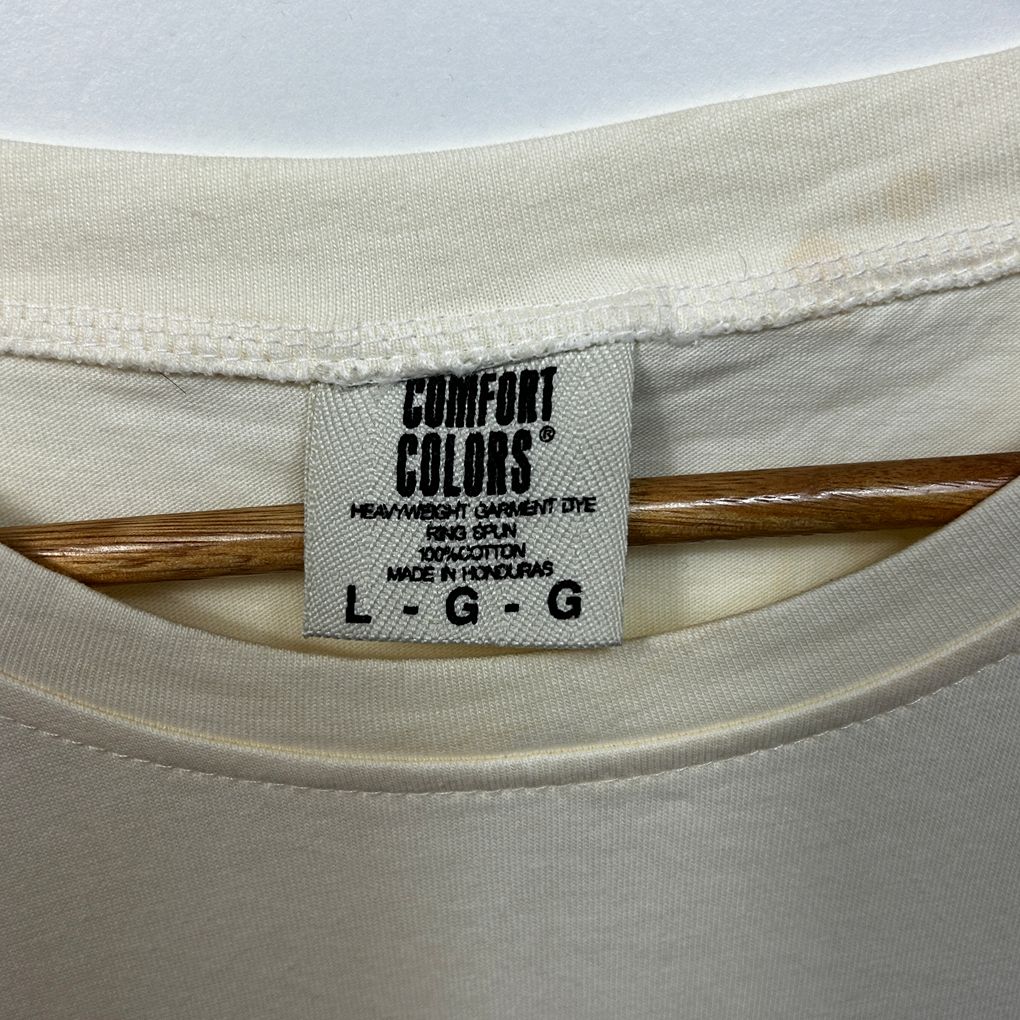 Cat Cream Cotton Print T-Shirt - Size L