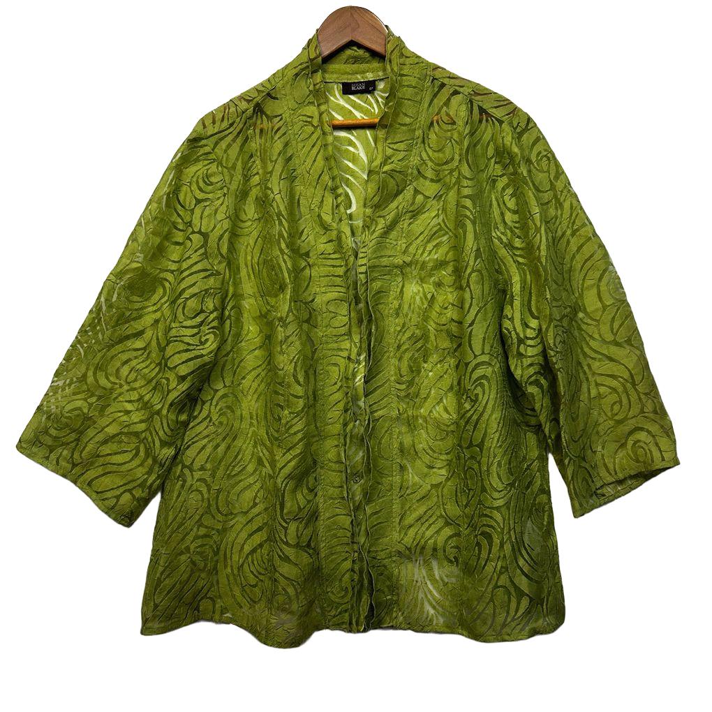 Susan Blake Green Linen Jacket - Size 22